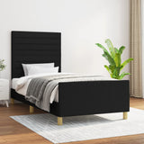 Cadre de lit sans matelas noir 90x190 cm tissu