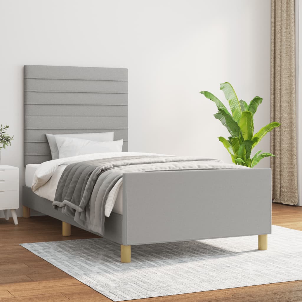 Cadre de lit sans matelas gris clair 100x200 cm tissu