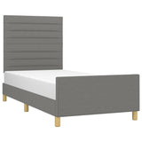 Cadre de lit sans matelas gris foncé 100x200 cm tissu