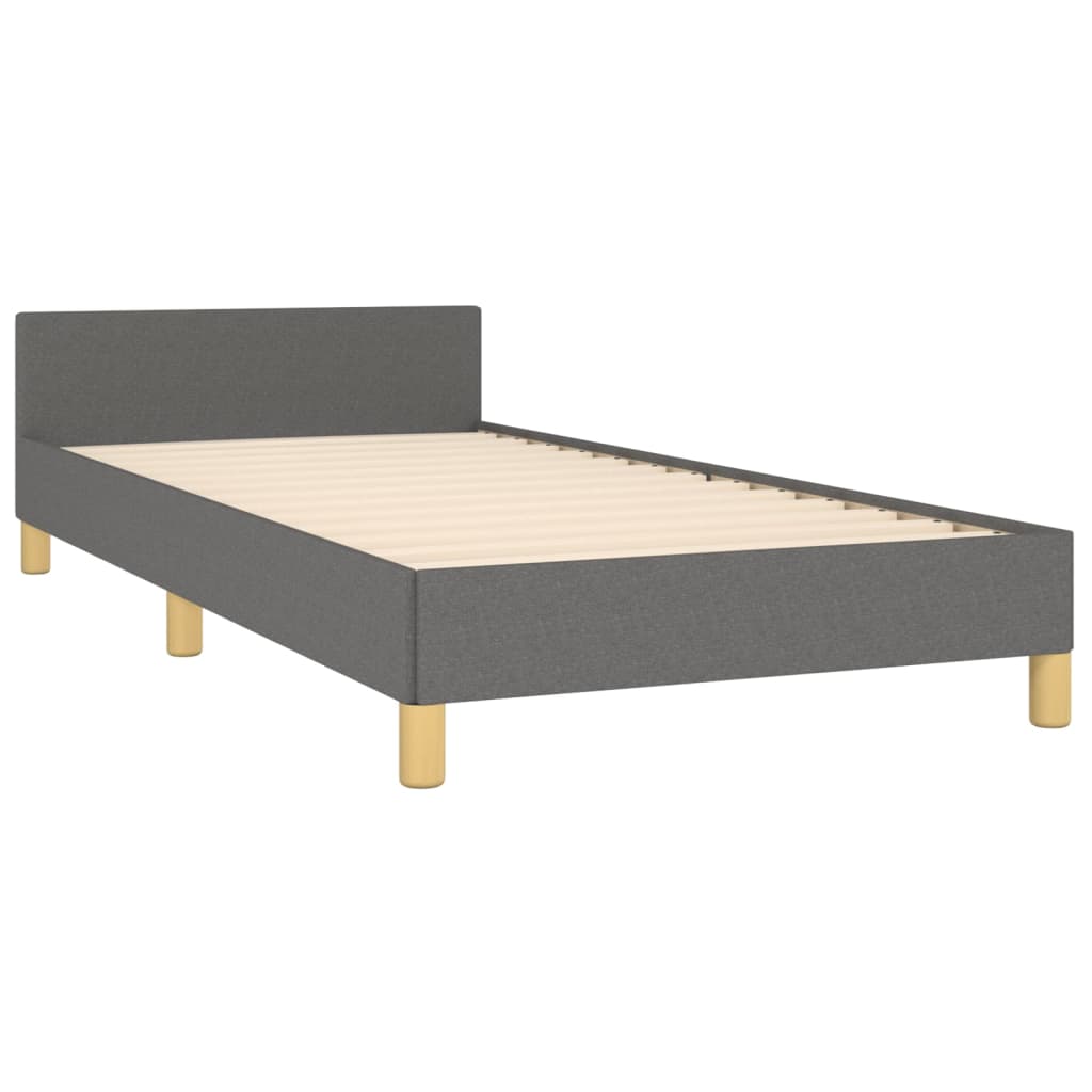 Cadre de lit sans matelas gris foncé 100x200 cm tissu