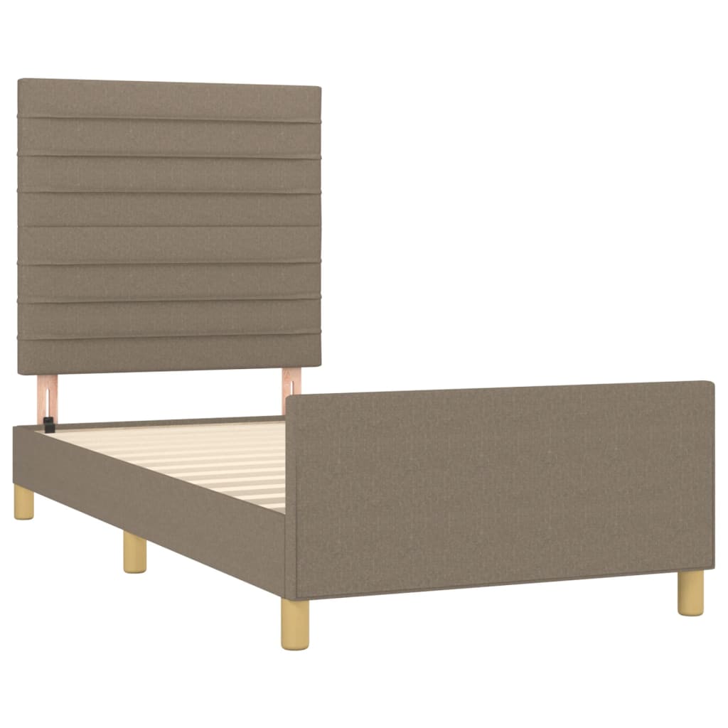 Cadre de lit sans matelas taupe 100x200 cm tissu