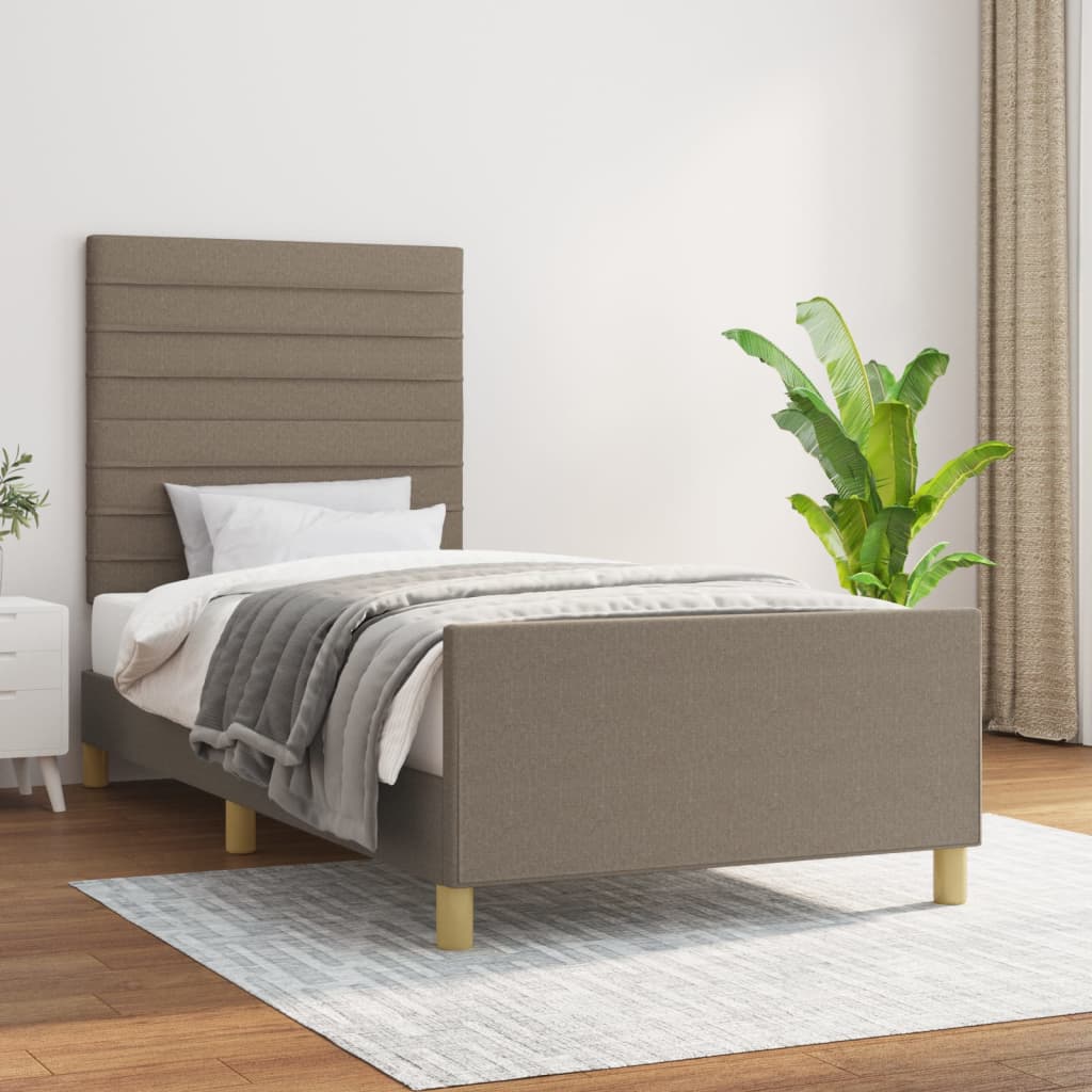 Cadre de lit sans matelas taupe 100x200 cm tissu