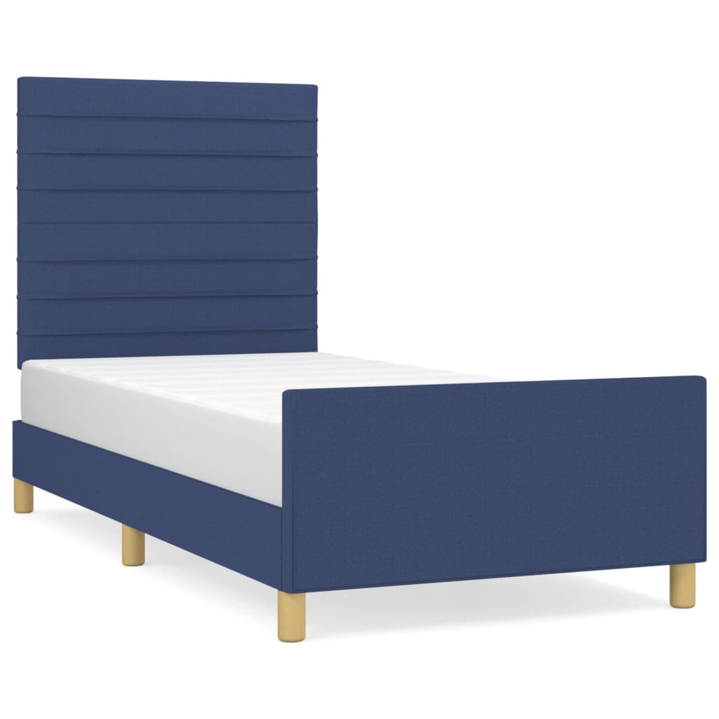 Cadre de lit sans matelas bleu 100x200 cm tissu