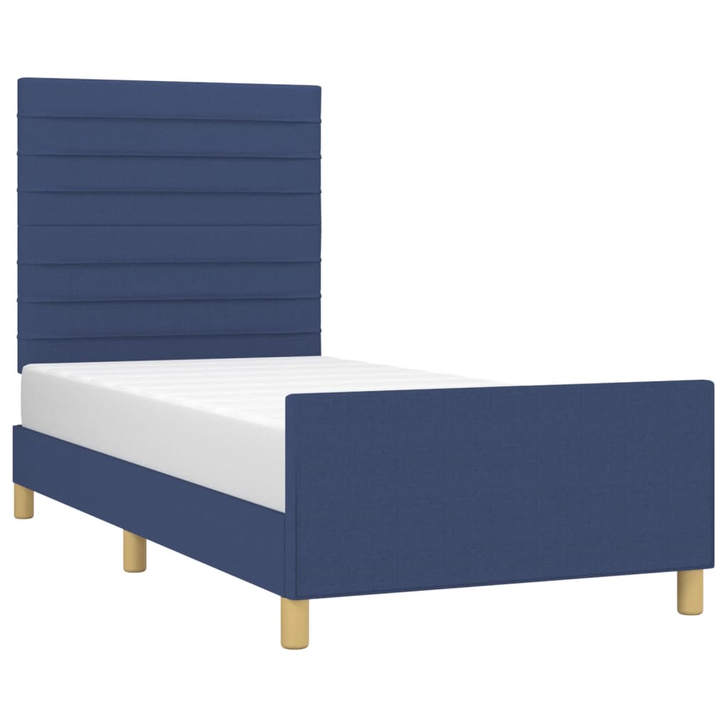 Cadre de lit sans matelas bleu 100x200 cm tissu