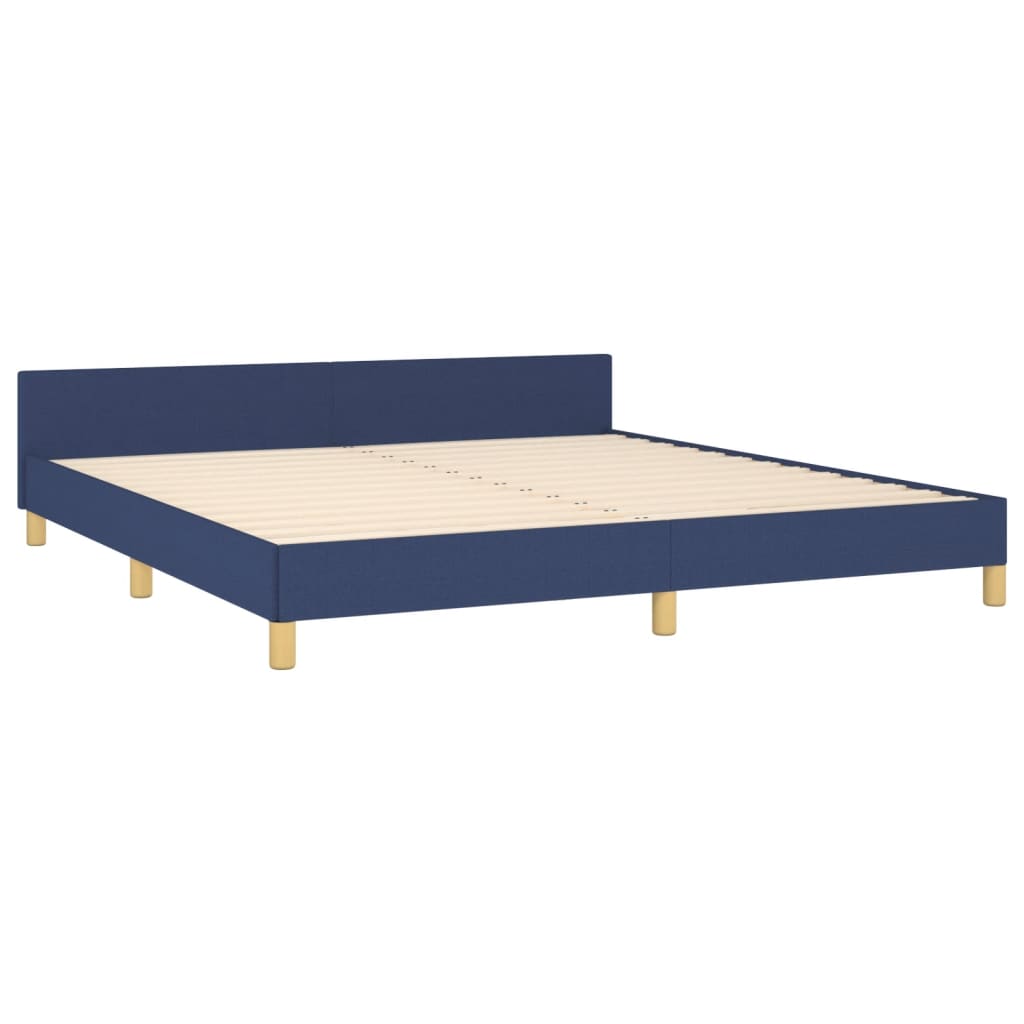 Cadre de lit sans matelas bleu 160x200 cm tissu