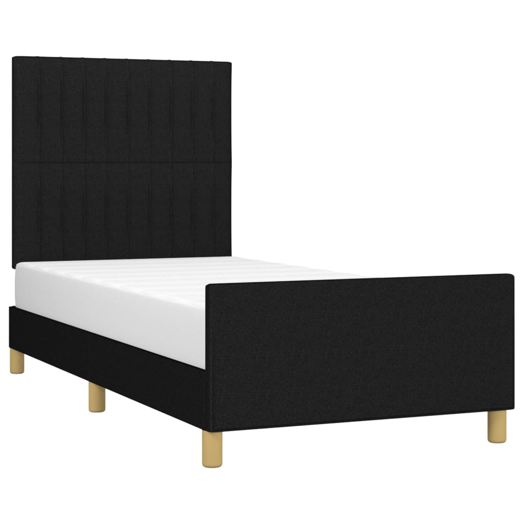 Cadre de lit sans matelas noir 90x200 cm tissu