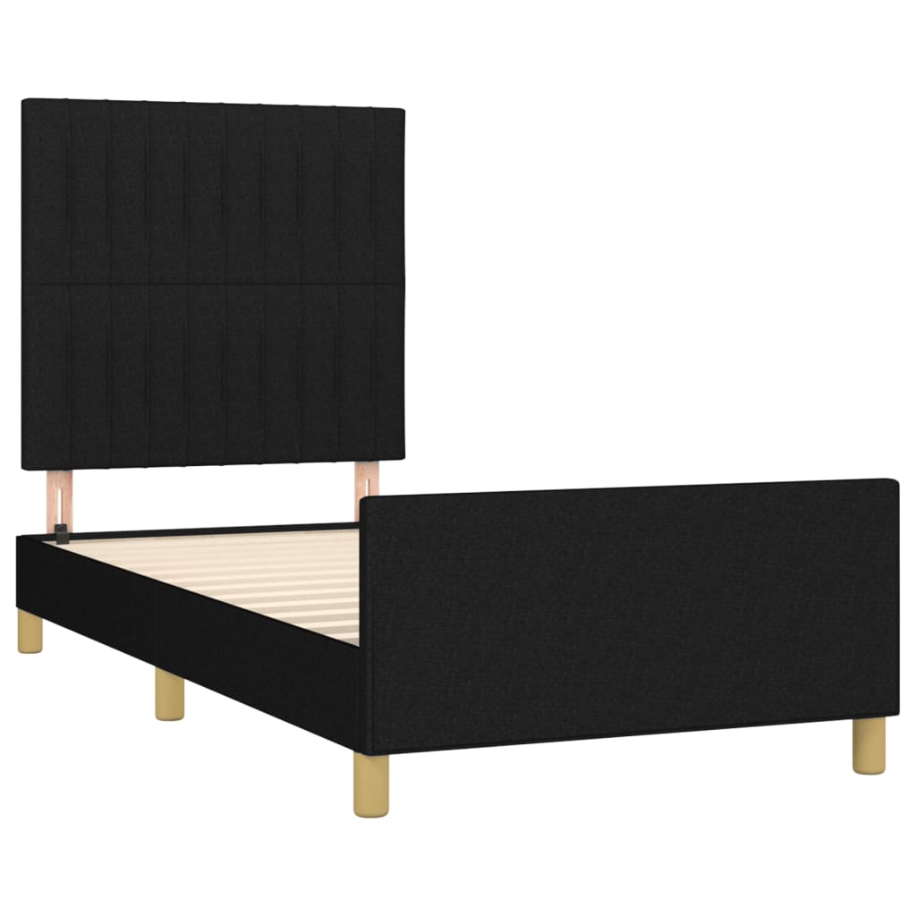 Cadre de lit sans matelas noir 90x200 cm tissu