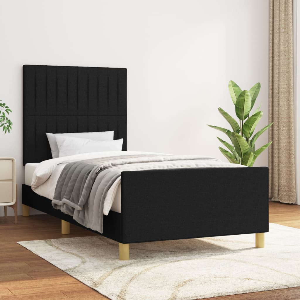 Cadre de lit sans matelas noir 90x200 cm tissu