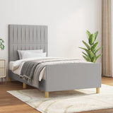 Cadre de lit sans matelas gris clair 100x200 cm tissu