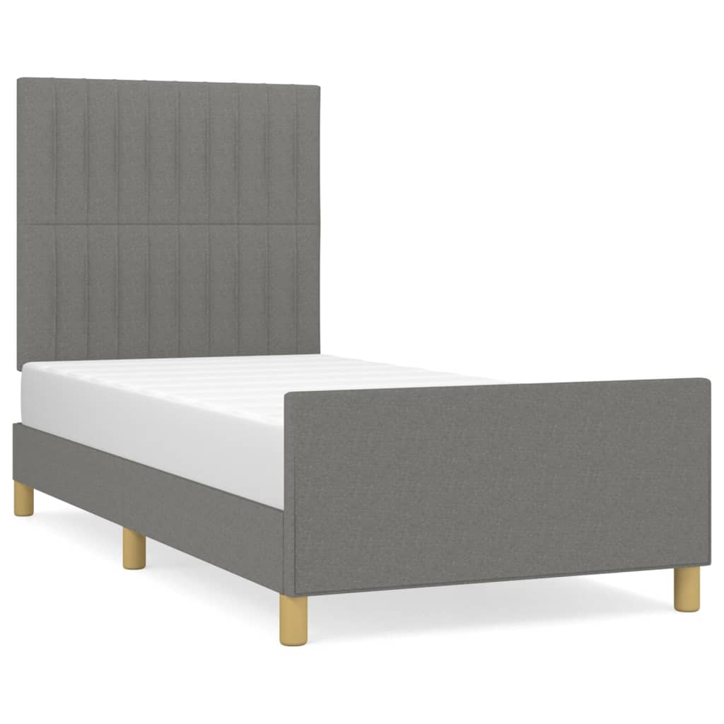 Cadre de lit sans matelas gris foncé 100x200 cm tissu