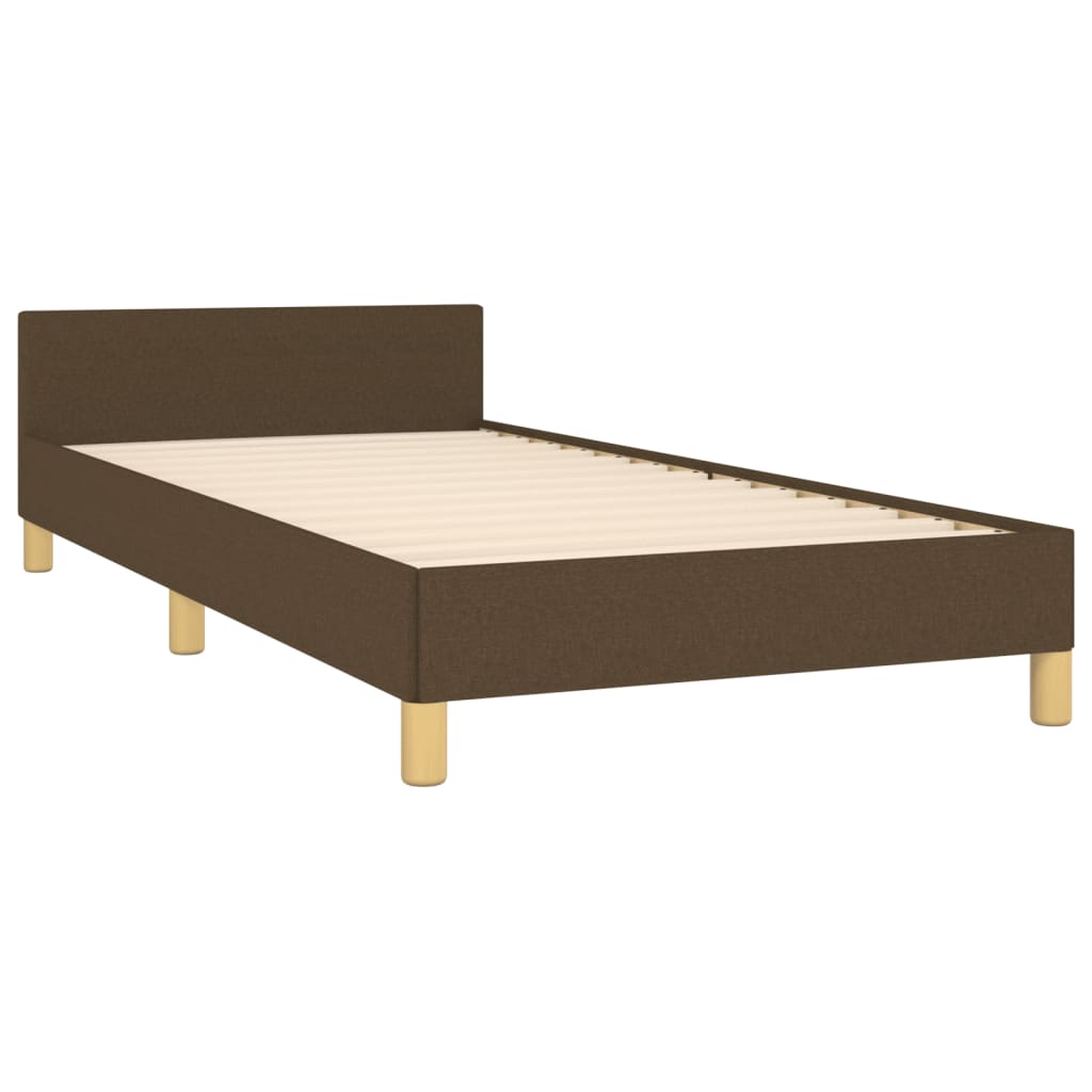 Cadre de lit sans matelas marron foncé 100x200 cm tissu