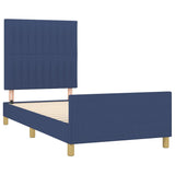 Cadre de lit sans matelas bleu 100x200 cm tissu