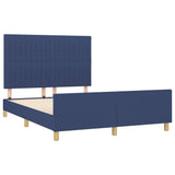 Cadre de lit sans matelas bleu 140x190 cm tissu