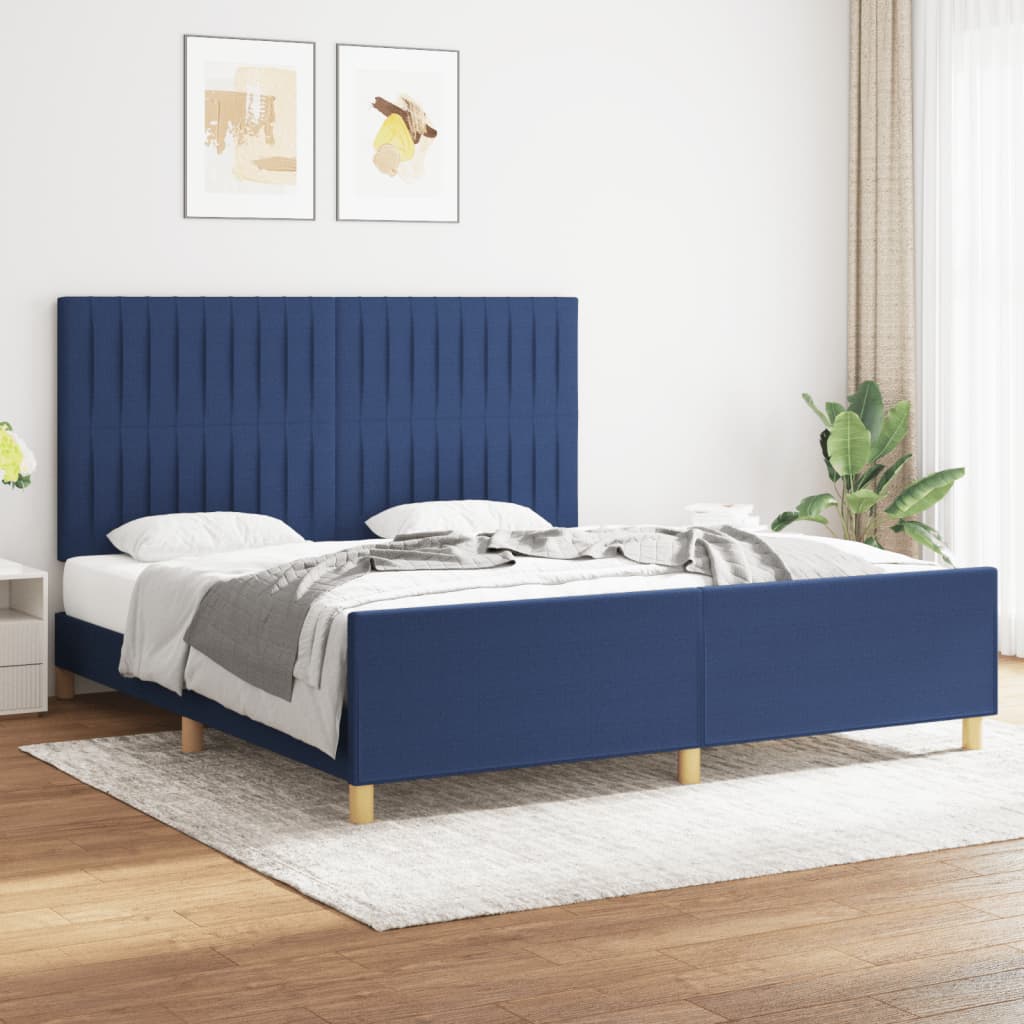 Cadre de lit sans matelas bleu 180x200 cm tissu