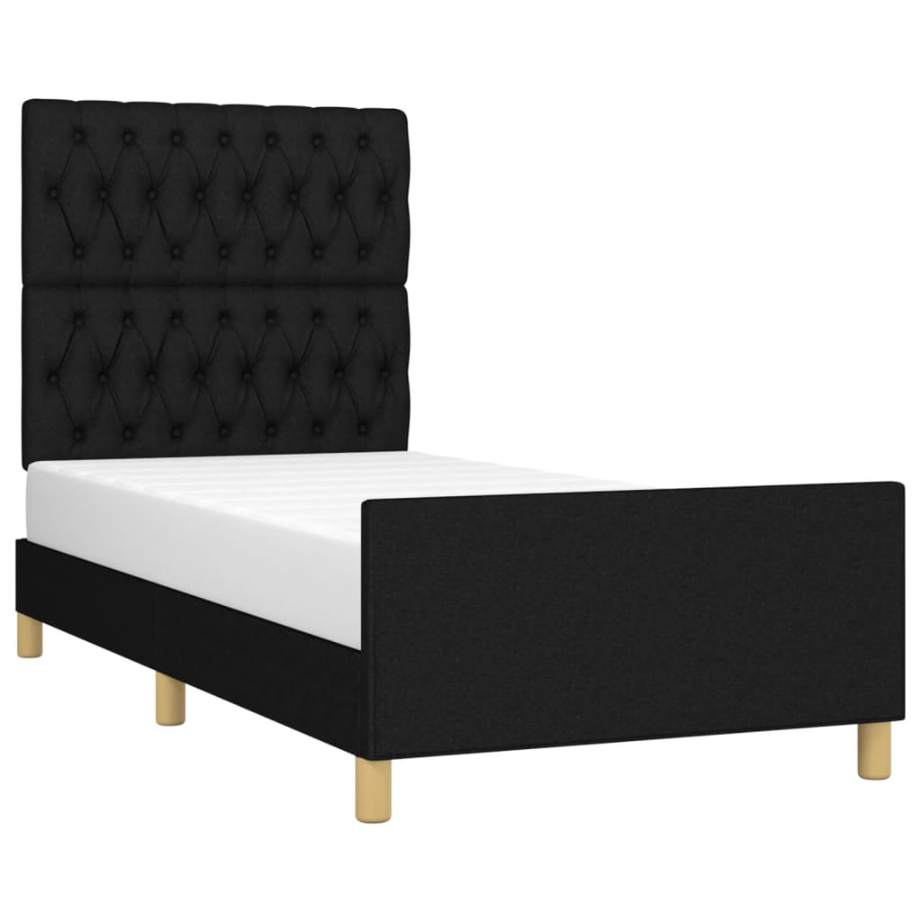 Cadre de lit sans matelas noir 90x190 cm tissu