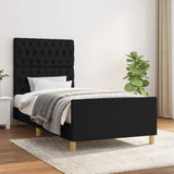 Cadre de lit sans matelas noir 90x190 cm tissu