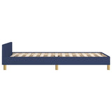 Cadre de lit sans matelas bleu 90x190 cm tissu