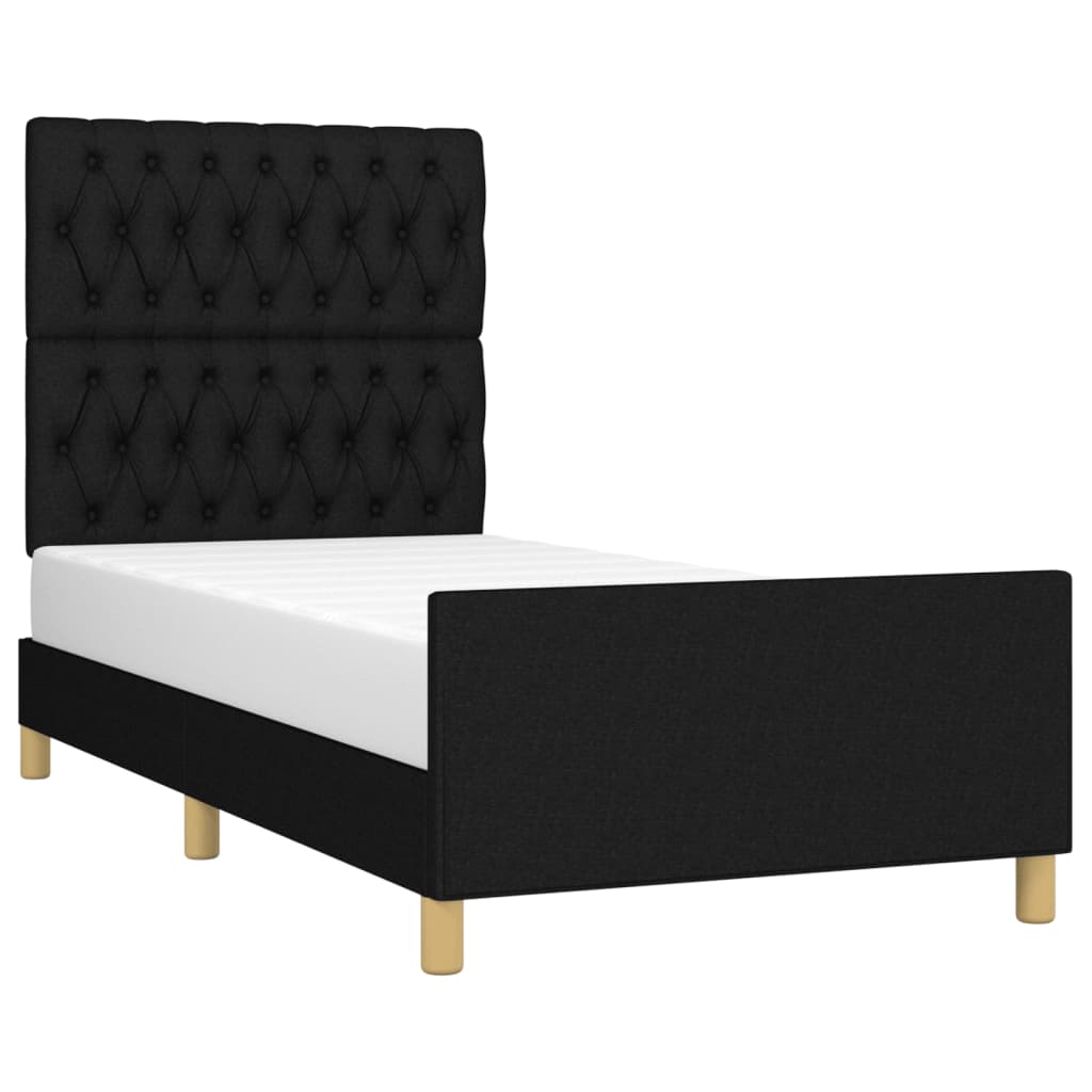 Cadre de lit sans matelas noir 90x200 cm tissu