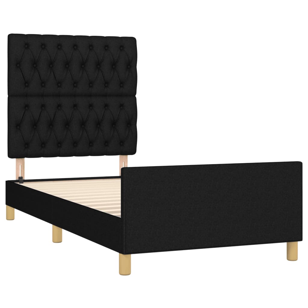 Cadre de lit sans matelas noir 90x200 cm tissu