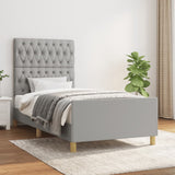 Cadre de lit sans matelas gris clair 100x200 cm tissu