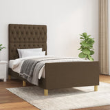 Cadre de lit sans matelas marron foncé 100x200 cm tissu