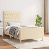 Cadre de lit sans matelas crème 100x200 cm tissu