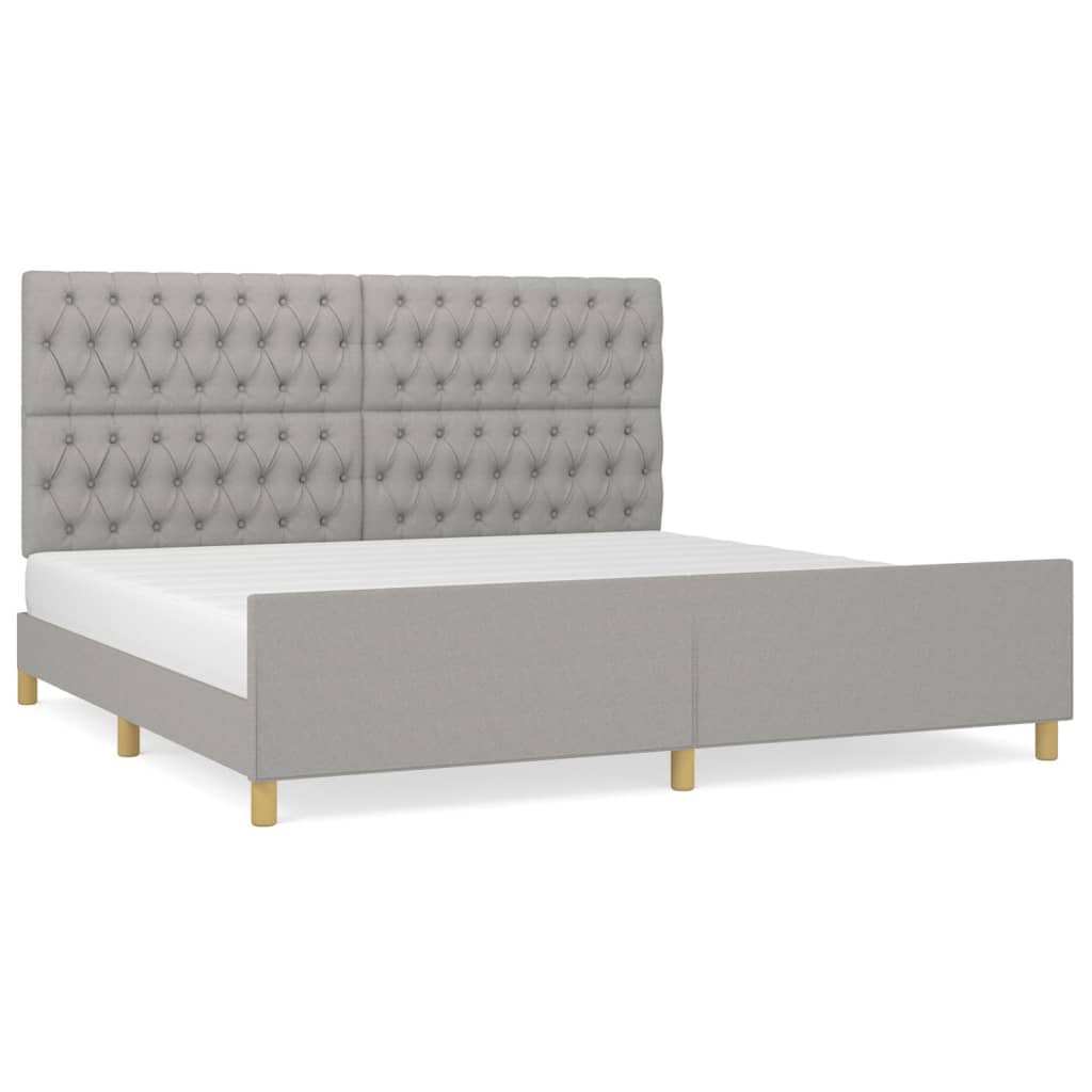 Cadre de lit sans matelas avec tête de lit gris clair tissu