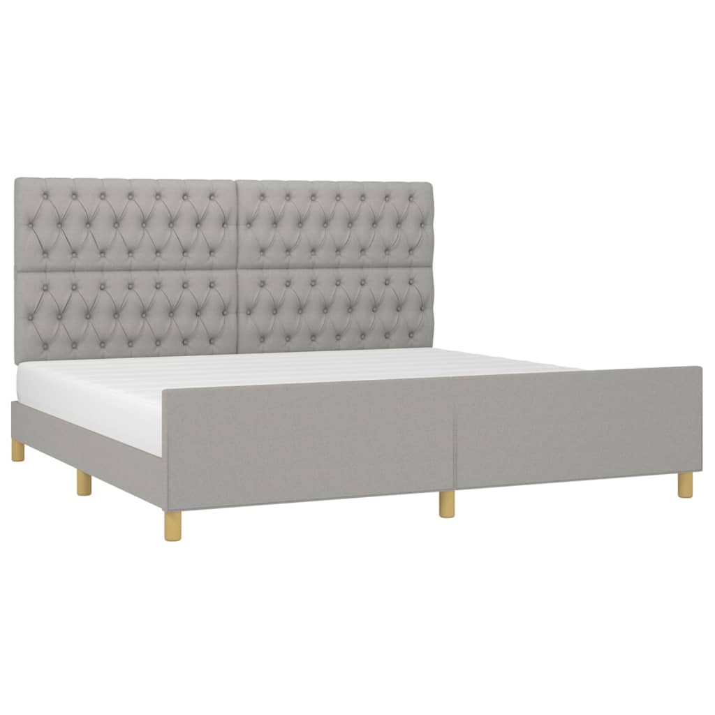 Cadre de lit sans matelas avec tête de lit gris clair tissu