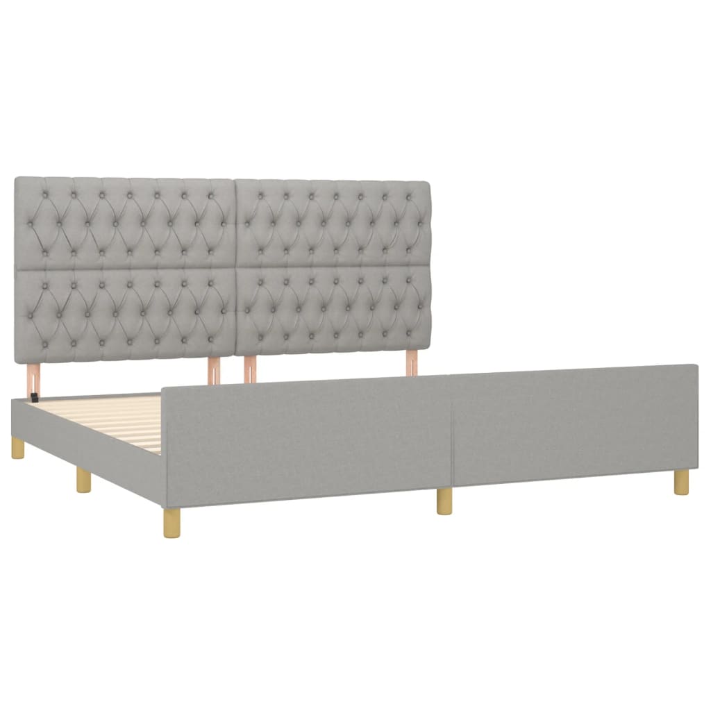 Cadre de lit sans matelas avec tête de lit gris clair tissu