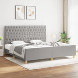 Cadre de lit sans matelas avec tête de lit gris clair tissu