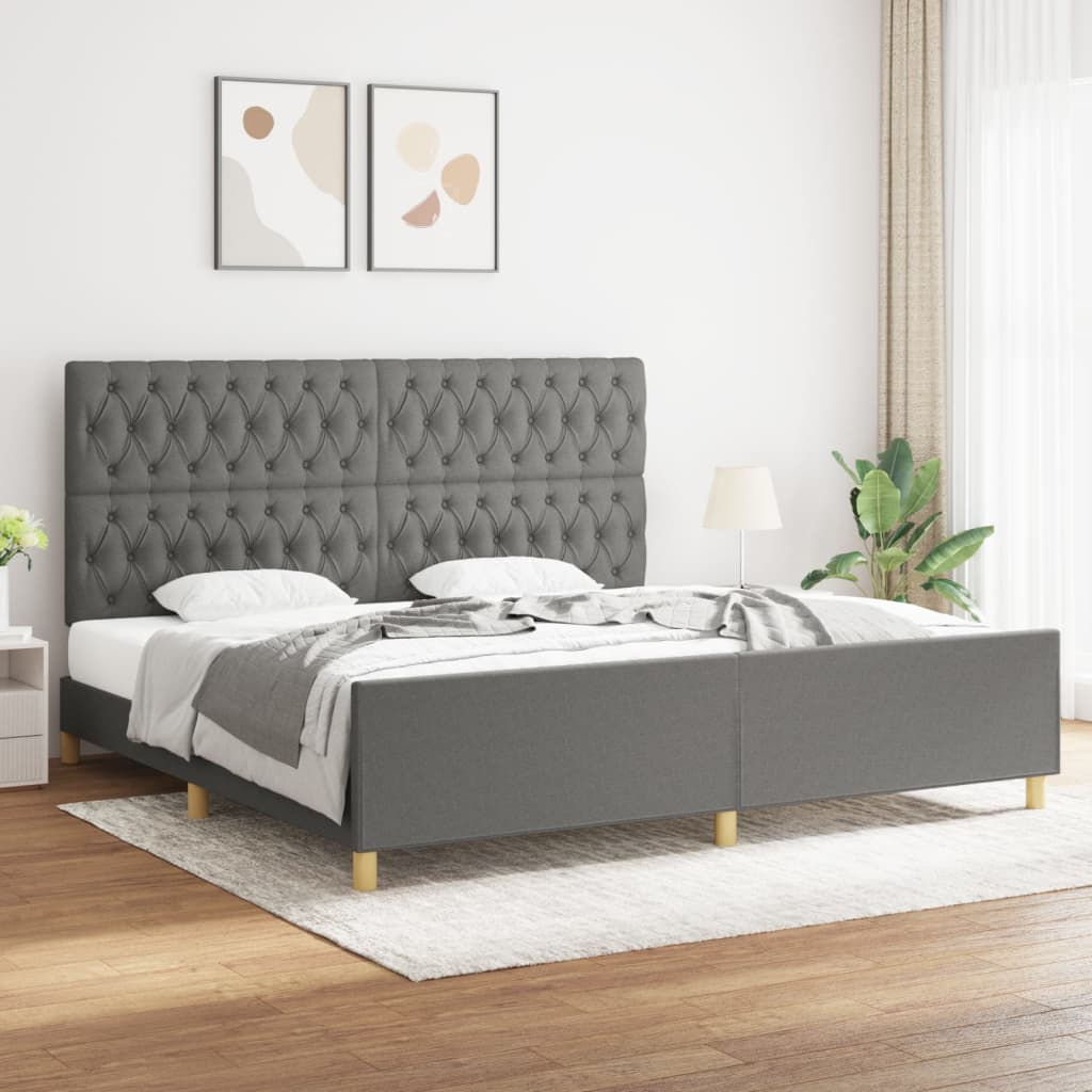 Cadre de lit sans matelas avec tête de lit 200x200 cm tissu