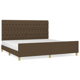 Cadre de lit sans matelas avec tête de lit marron foncé tissu