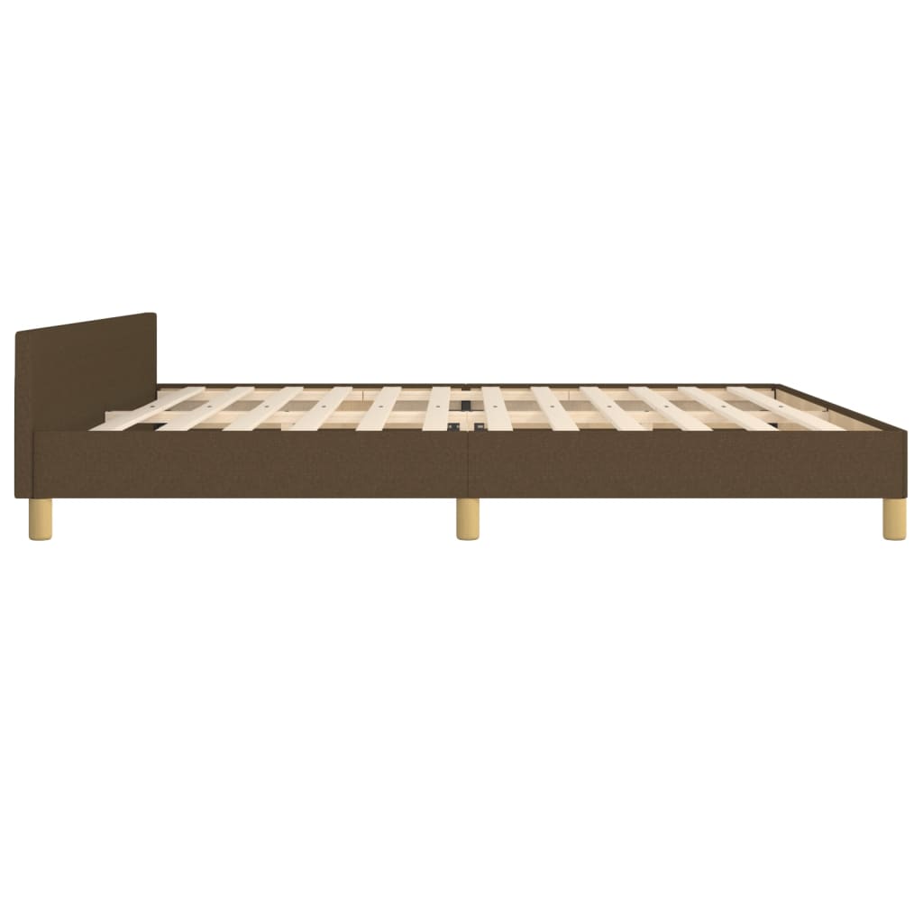 Cadre de lit sans matelas avec tête de lit marron foncé tissu