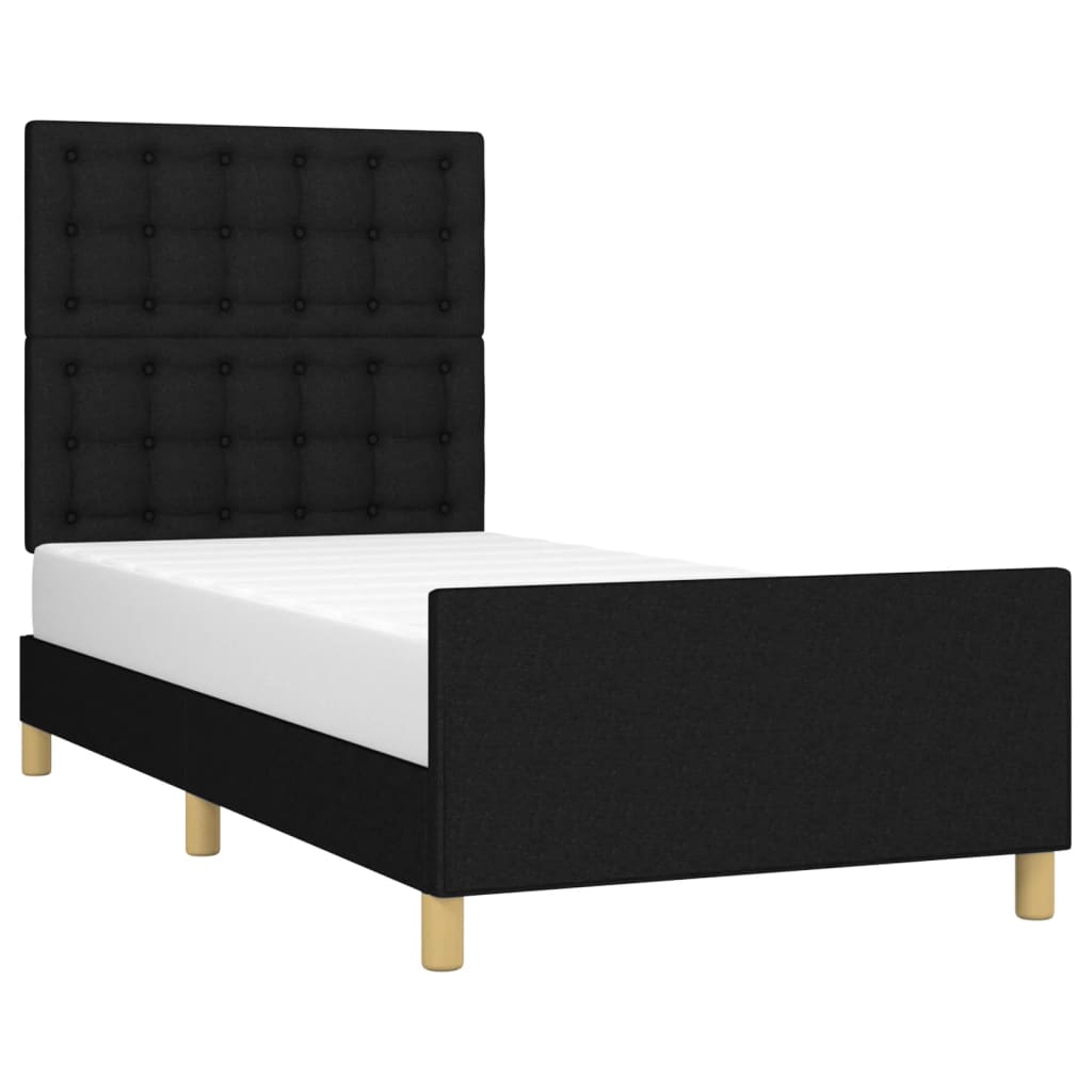 Cadre de lit sans matelas avec tête de lit noir 80x200 cm tissu