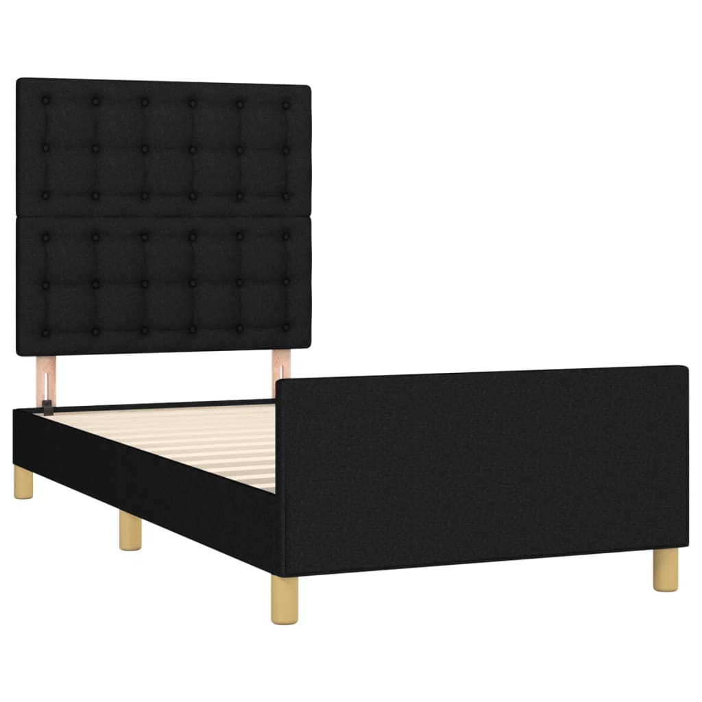 Cadre de lit sans matelas avec tête de lit noir 80x200 cm tissu