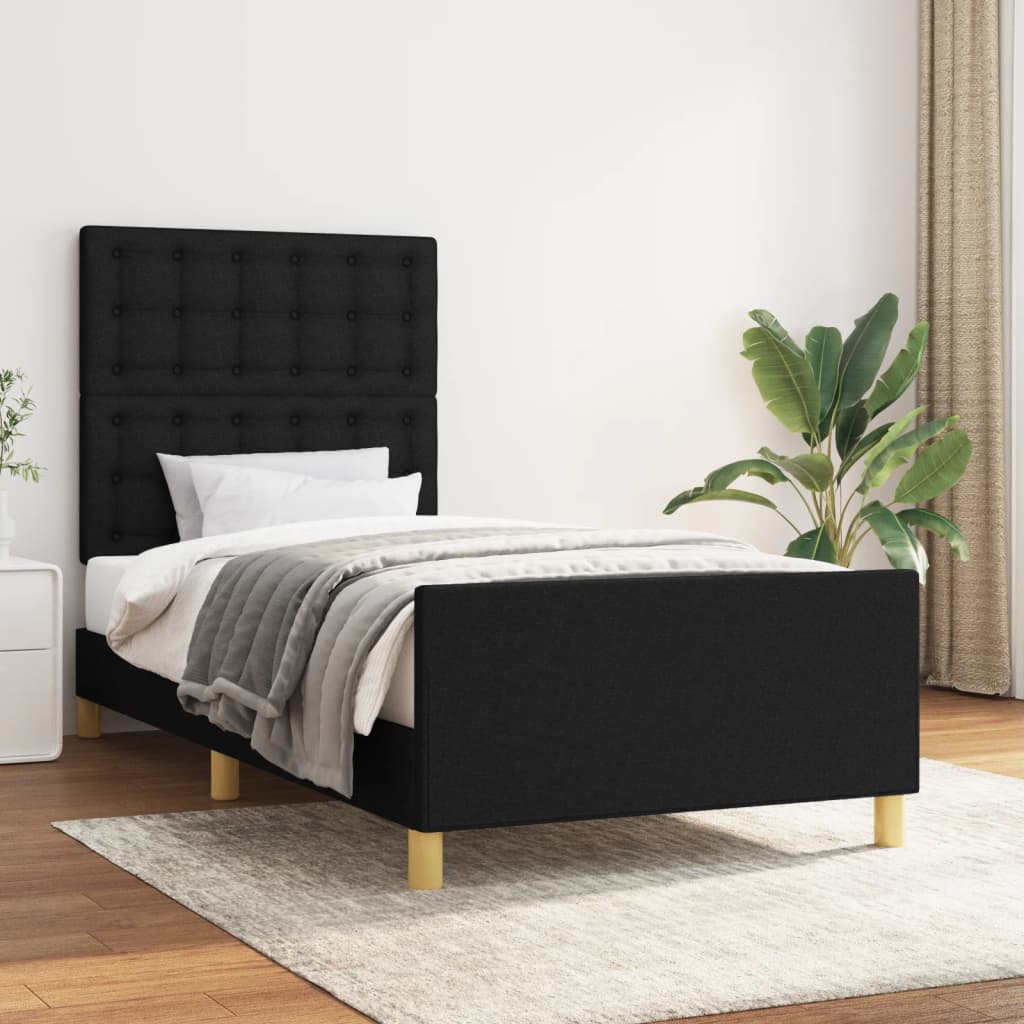 Cadre de lit sans matelas avec tête de lit noir 80x200 cm tissu