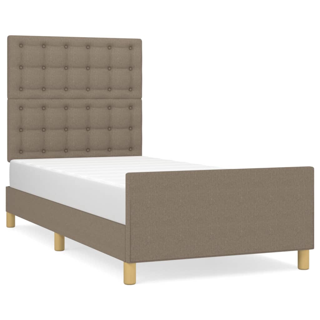 Cadre de lit sans matelas avec tête de lit taupe 80x200cm tissu