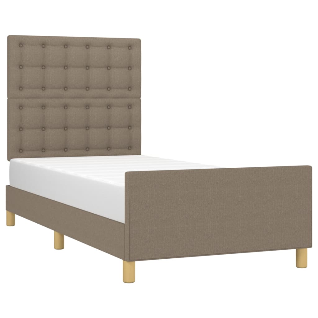 Cadre de lit sans matelas avec tête de lit taupe 80x200cm tissu