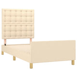 Cadre de lit sans matelas avec tête de lit crème 80x200cm tissu