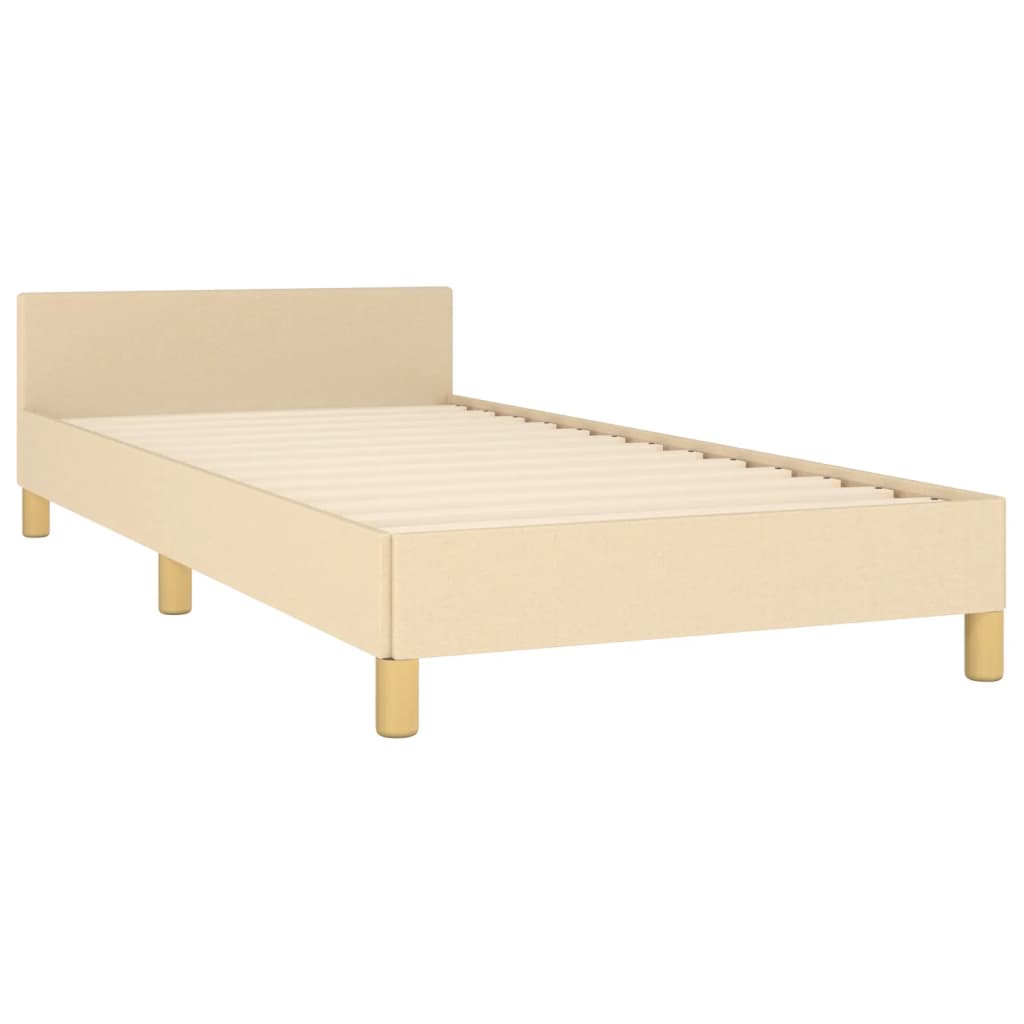 Cadre de lit sans matelas avec tête de lit crème 80x200cm tissu