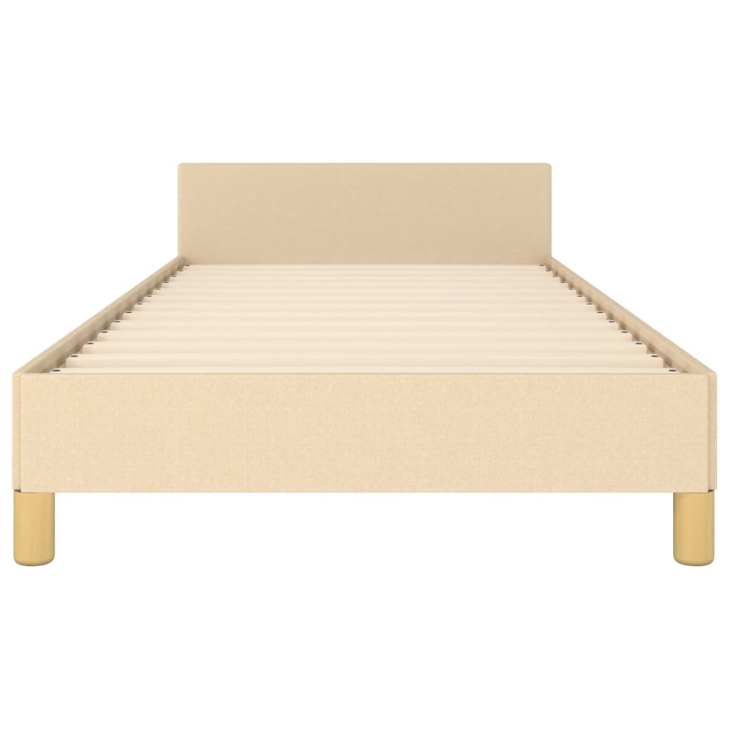 Cadre de lit sans matelas avec tête de lit crème 80x200cm tissu