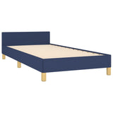 Cadre de lit sans matelas avec tête de lit bleu 90x190cm tissu