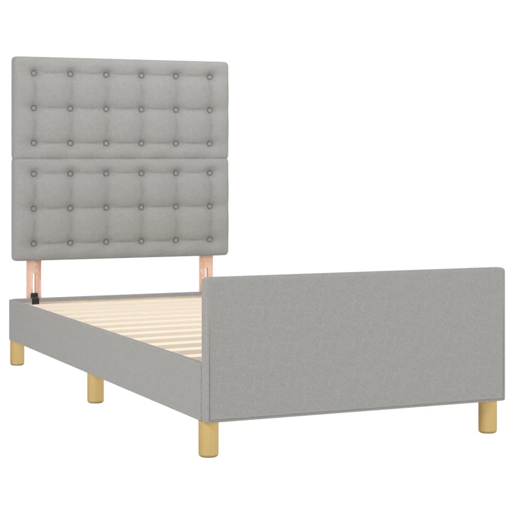 Cadre de lit sans matelas avec tête de lit gris clair 90x200cm