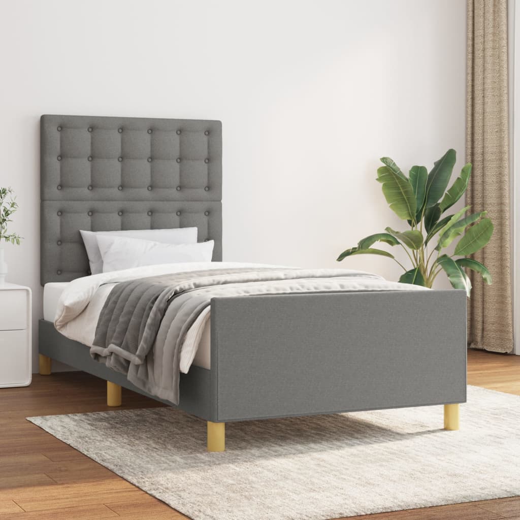 Cadre de lit sans matelas avec tête de lit 90x200cm tissu