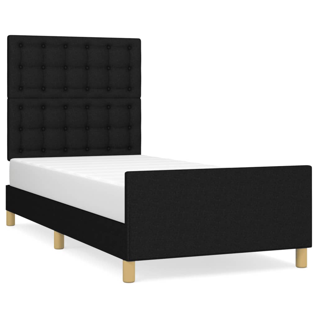 Cadre de lit sans matelas avec tête de lit noir 90x200 cm tissu