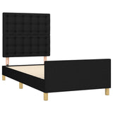 Cadre de lit sans matelas avec tête de lit noir 90x200 cm tissu