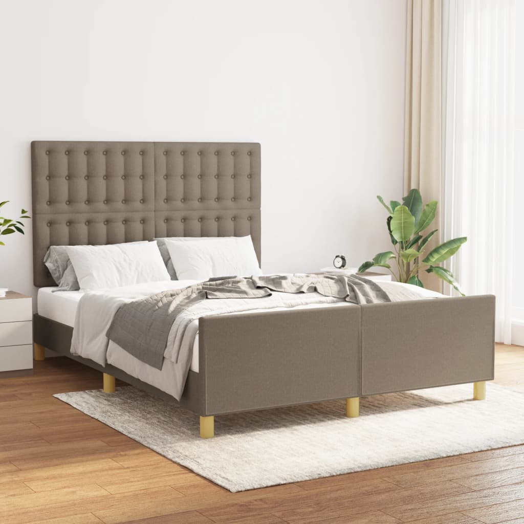 Cadre de lit sans matelas taupe 140x190 cm tissu