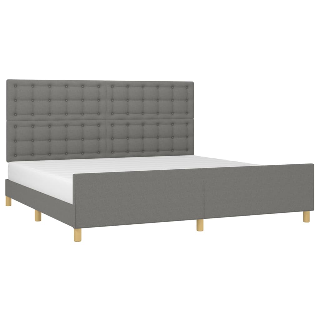 Cadre de lit sans matelas gris foncé 200x200 cm tissu