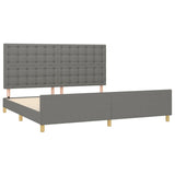 Cadre de lit sans matelas gris foncé 200x200 cm tissu