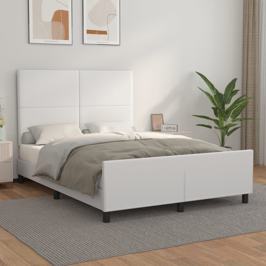 Cadre de lit sans matelas blanc 140x190 cm similicuir